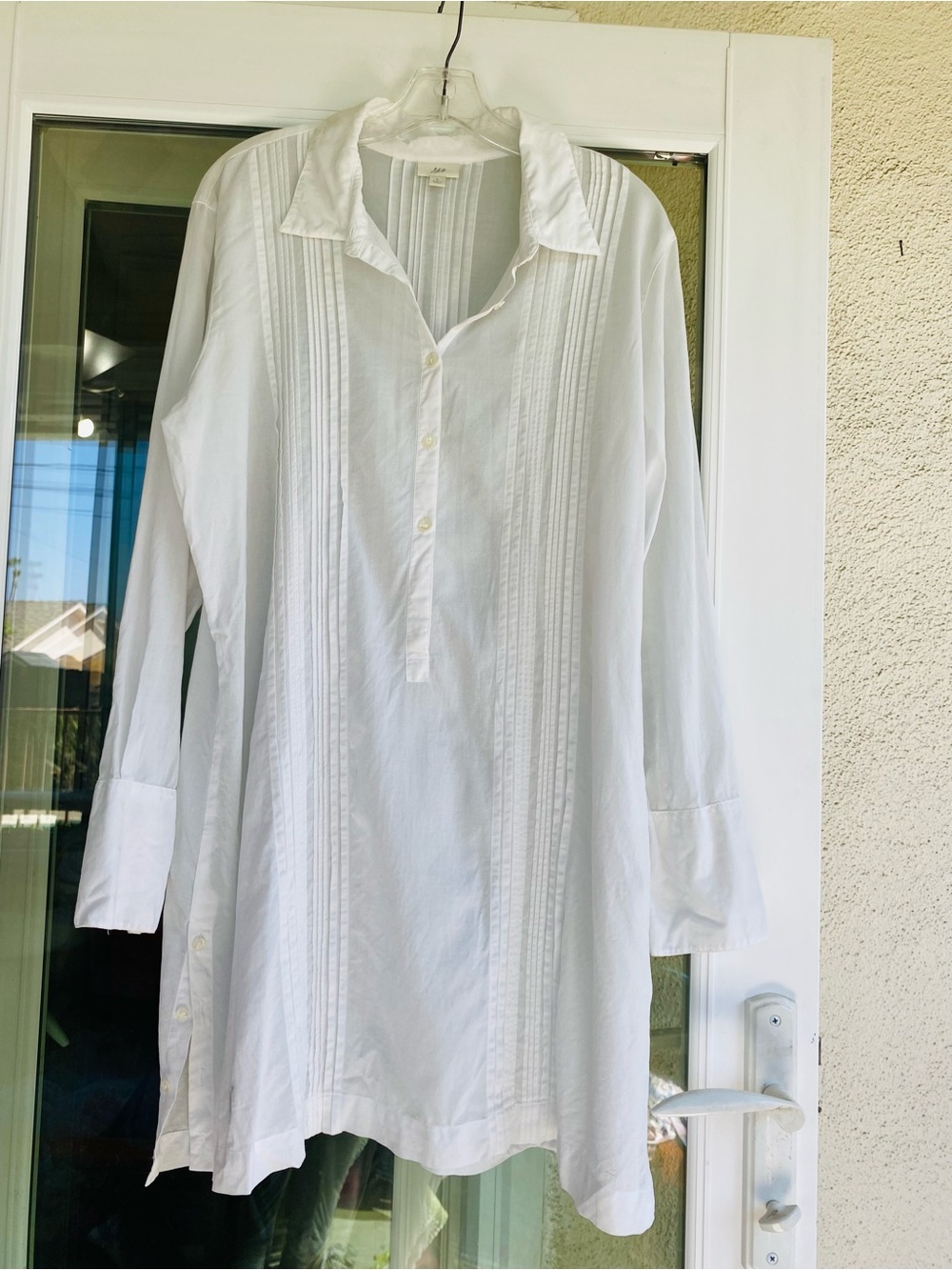 J. Jill Pintuck Button Front Long Tunic Blouse Size L